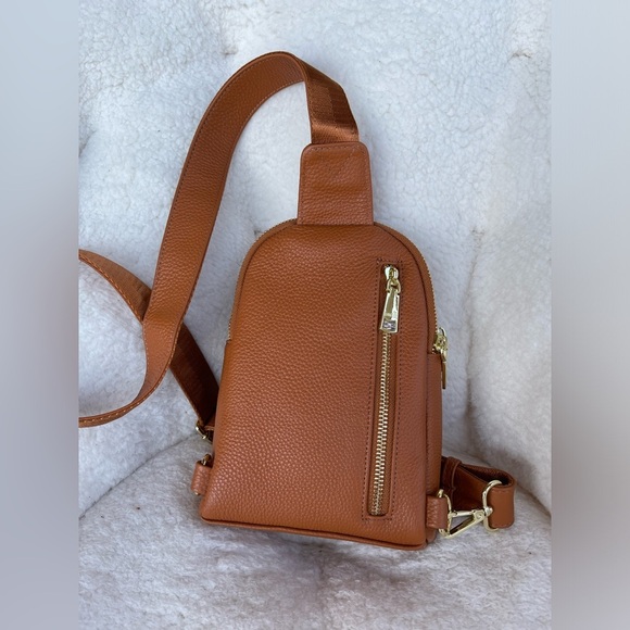 Small Sling Bag Fanny Packs Crossbody Bags Leather Brown - Picture 6 of 14